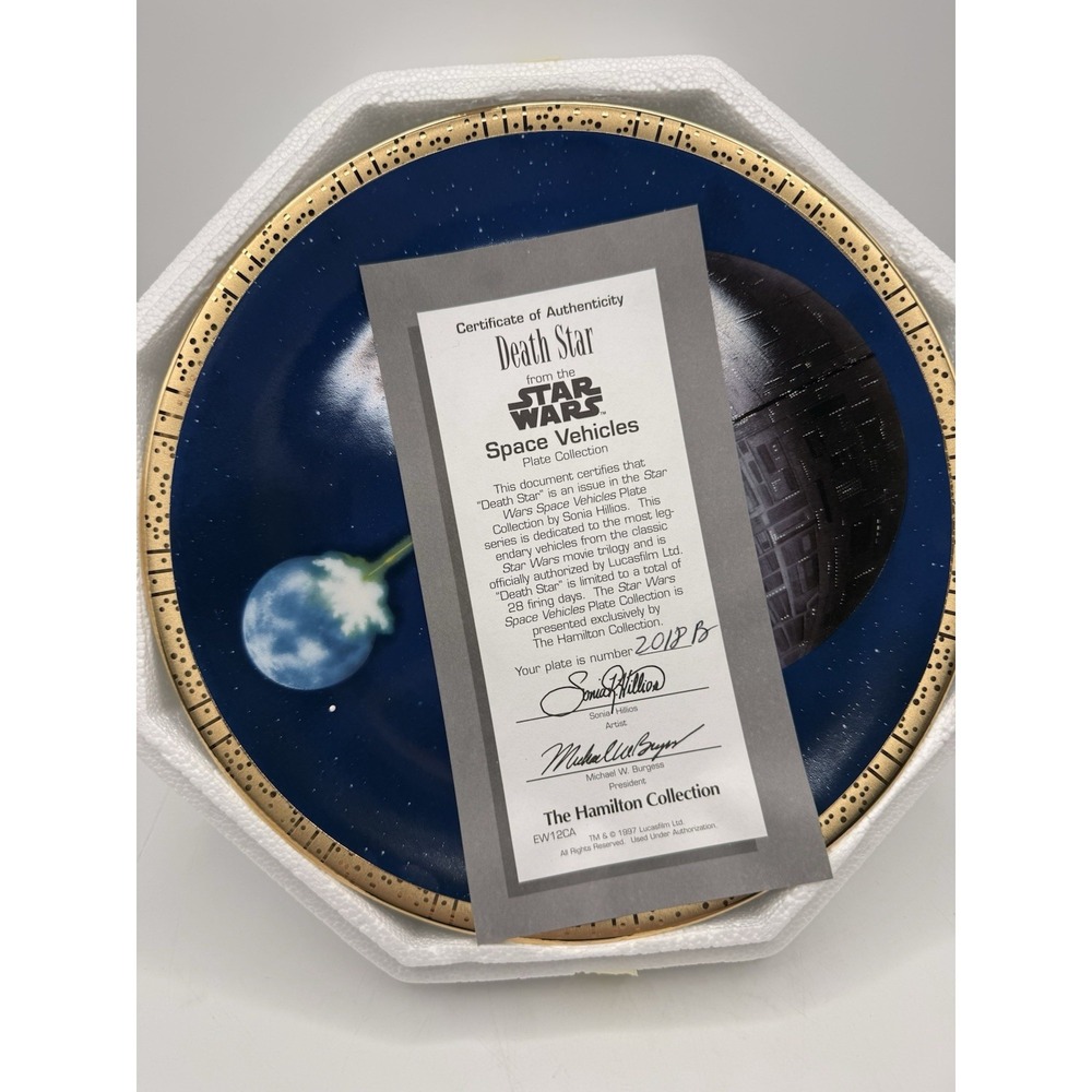 The Hamilton Collection Plate Star Wars Death Star 1997 Space Vehicles w/COA